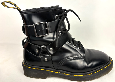 Mens Dr Martens Black Leather Cristofor Harness Buckle Zipper Boots 5 M 6 L Dr Martens Cristofor Black Leather Harness Buckle Lace-up  main image 4
