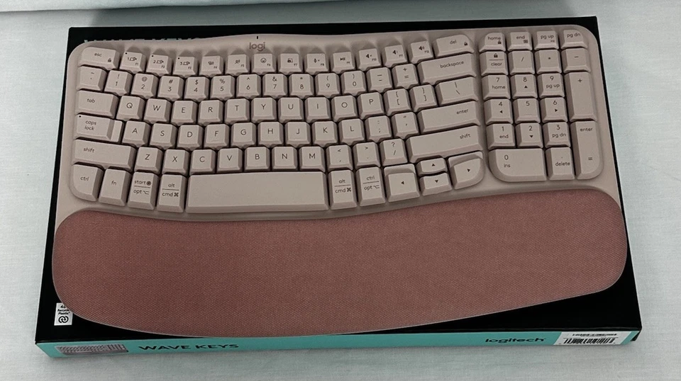 New Wave Keys Ergonomic Wireless Keyboard - Rose Pink, Cushioned Palm Rest Gifts - Image 2 of 4