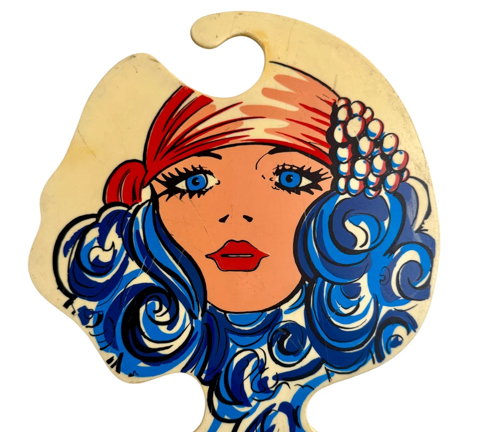 Percha facial mod vintage BG Milano pelo azul mujer hippie dama MCM Italia 14" LEER Foto 2 de 4