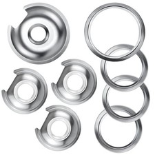 Electric Stove Burner Drip Pan 1 Large 8 Inch WB32X10013 &3 Small 6 Silver