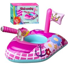 Inflatable Pool Float for Kids, Girls  Toddlers 3-8 w/ Water Gun, Flower Boat