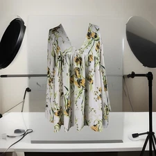 Free People Floral Empire Waist Pheasant Blouse Top Or Dress Size XS