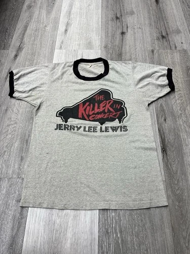 Jerry Lee Lewis The Killer In Concert Double Si 1980s vintage concert t-shirt, vintage, single stitch, B+ condition