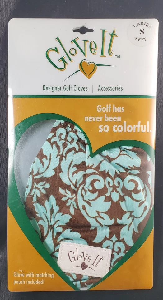 Guante Glove It Damas con Bolsa Pequeño Mano Izquierda Marrón Turquesa Damasco Nuevo de Lote Antiguo Foto 2 de 4