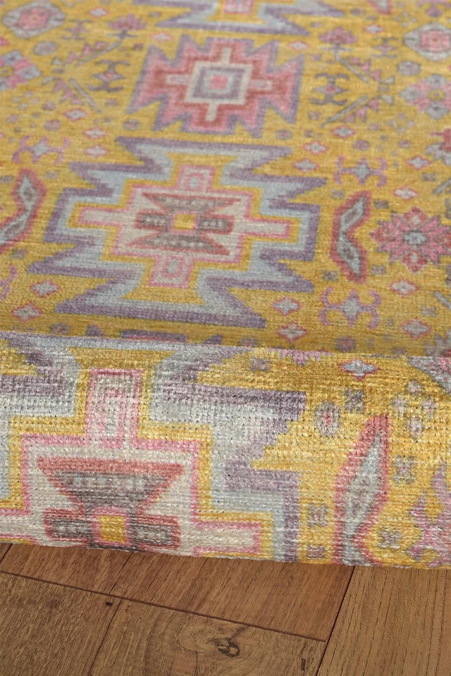 Linon Logan Sivas Polyester 2' X 10' Runner Rug in Yellow and Ivory - Image 3 of 4
