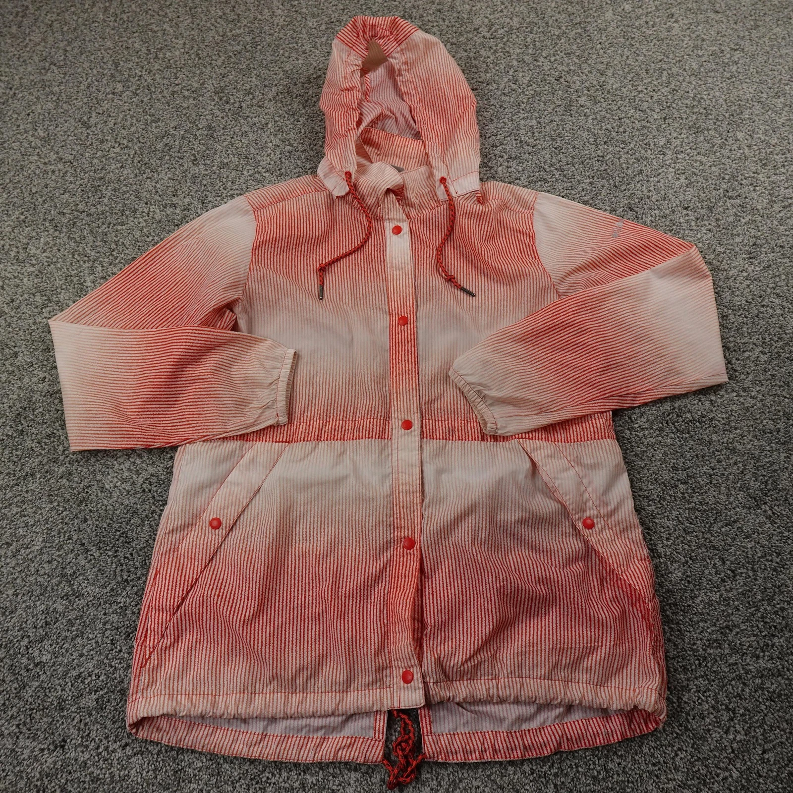 Columbia Jacket Womens L Orange White Ombre Hooded Windbreaker Parka Outdoors