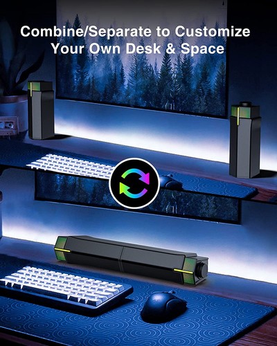 Jeecoo Pc Speakers M20,Computer Speakers with Lighting,Bluetooth Gaming Speaker - Picture 5 of 8