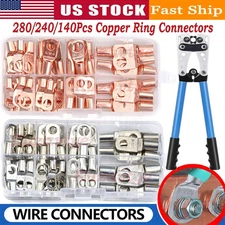 280/140Pcs Copper Wire Lugs Battery Cable Ends,Cable Wire Lug Crimping Tool Kit