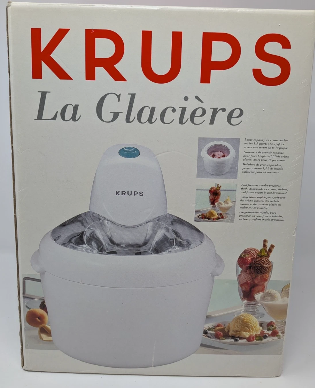 Krups La Glaciere Italian Italy Fresh Ice Cream Maker Model 358 Made In Italy