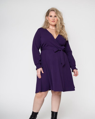 Leota Women's Perfect Wrap Blouson Sleeve Dress Purple Size 2X