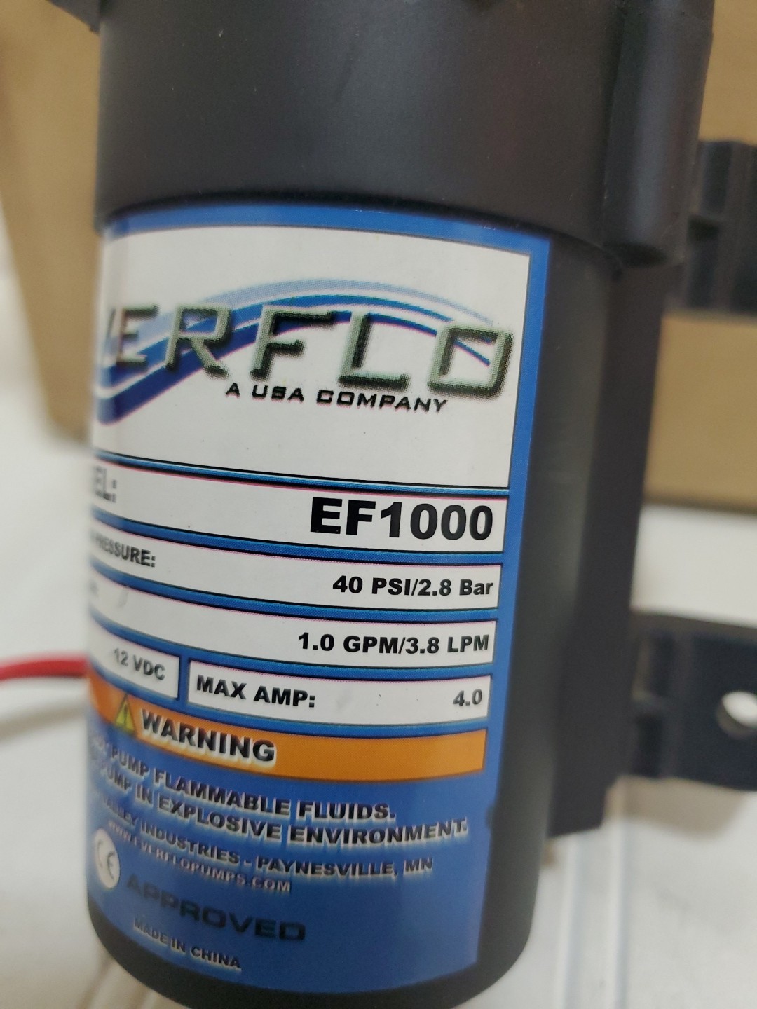 New EVERFLO 1.0 GPM, 12V, Max 40 PSI Diaphragm Pump EF1000, EF1000-BOX EF1000BOX