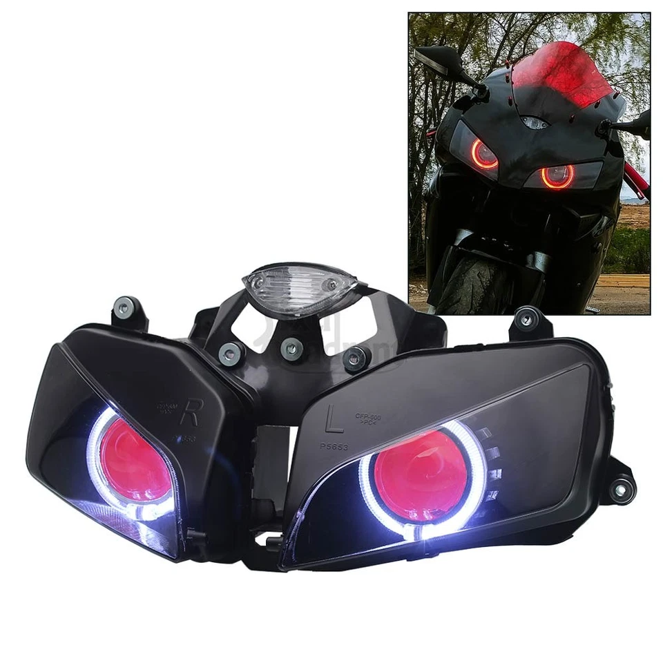 LED Headlight Assembly Custom Angel Devil Eyes For Honda CBR600RR 2003-2005 2006 - Image 2 of 4