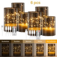 6Pcs Flammenlose Dimmbar Led Teelichter Kerzen Aufladbar Mit Timer Fernbedienung