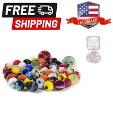 Glass Marbles Bulk, Set of 50, 48 Players and 2 Shooters Assorted Colors, Sty...