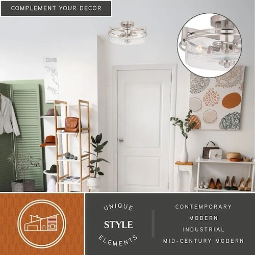 VAXCEL C0170 Addison 15in Semi Flush Mount Nickel - Picture 2 of 9