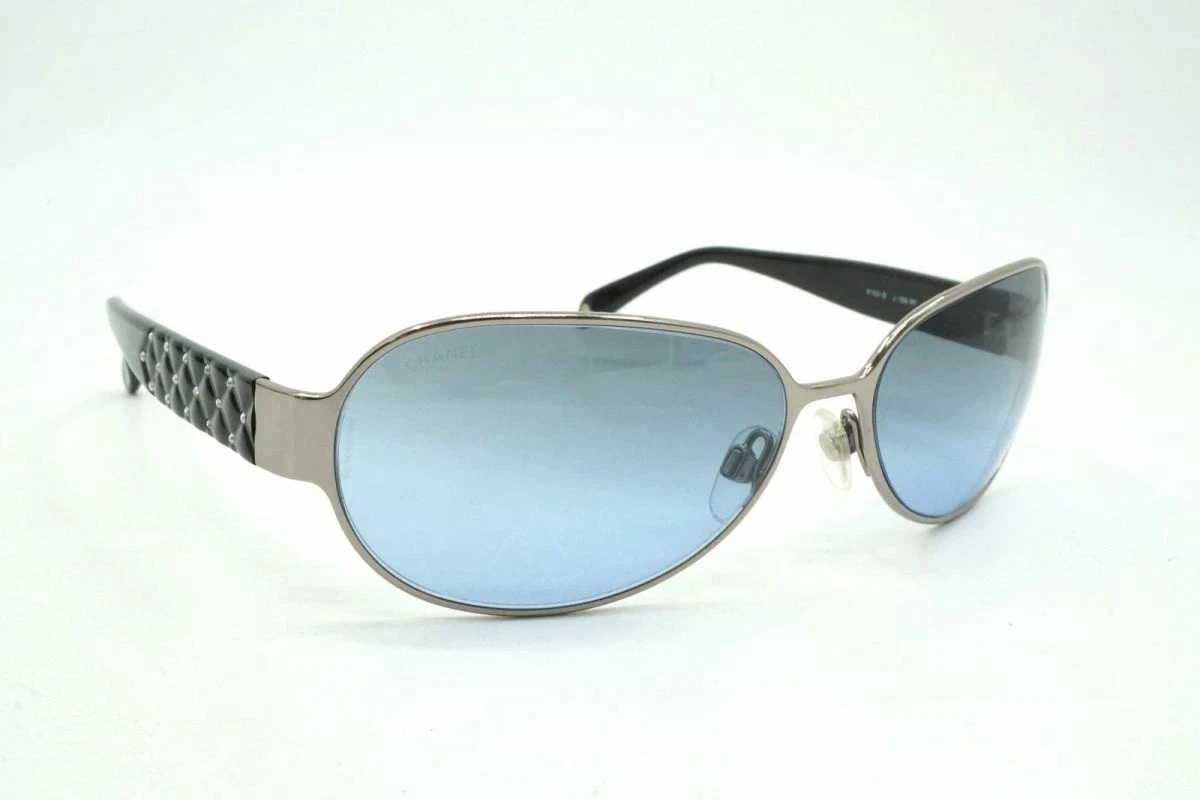 Chanel Women’s Square Sunglasses Blue Gradient Silver Metal 50-20-151 CHANEL Sunglasses: Square Sunglasses, metal, calfskin  main image 3