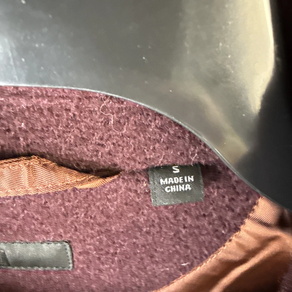 Uniqlo Wool Blend Pea / Duffle Coat Men’s Small Burgundy Toggle Buttons Preppy - Image 3 of 4