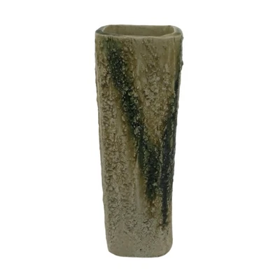Japanese Kiseto Ware Ceramic Flower Vase Vtg Ikebana Kabin Green Yellow FK190 - Image 1 of 4