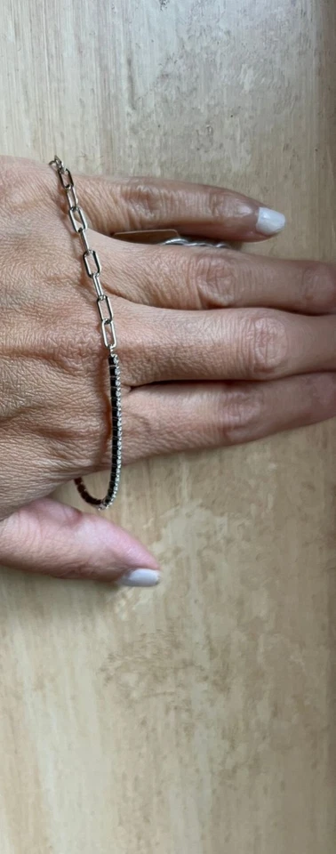 Diamond Bracelet D-F VS1 1Ct Round Half Eternity Lab created 14K White Gold Over - Image 3 of 3