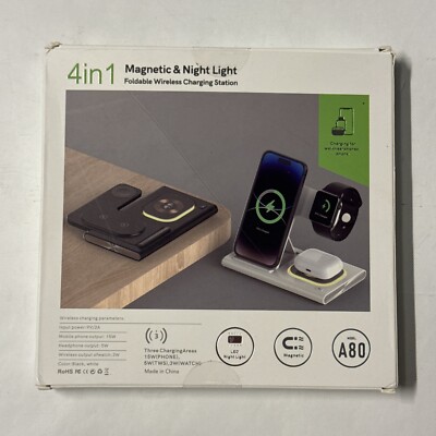 A80, in Wireless Charger With Night Light, Black, Please Read