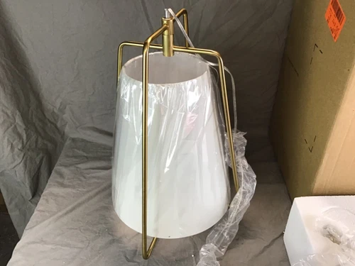 Generation Lighting 6507401–848 1-Light Satin Brass Pendant White Linen Shade - Picture 9 of 14