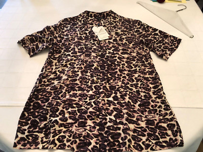 Whistles Short Sleeve Clouded Leopard Print Shirt Size UK 8 US 4 New