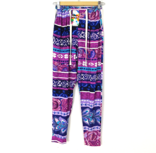 Desigual Purple Pattern Trousers Size Small Brand New - Afbeelding 1 van 6
