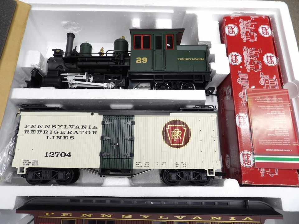LGB 72120 G Scale Pennsylvania PRR Forney Set: Steam Loco & 2 Cars NEW Complete - Image 4 of 4