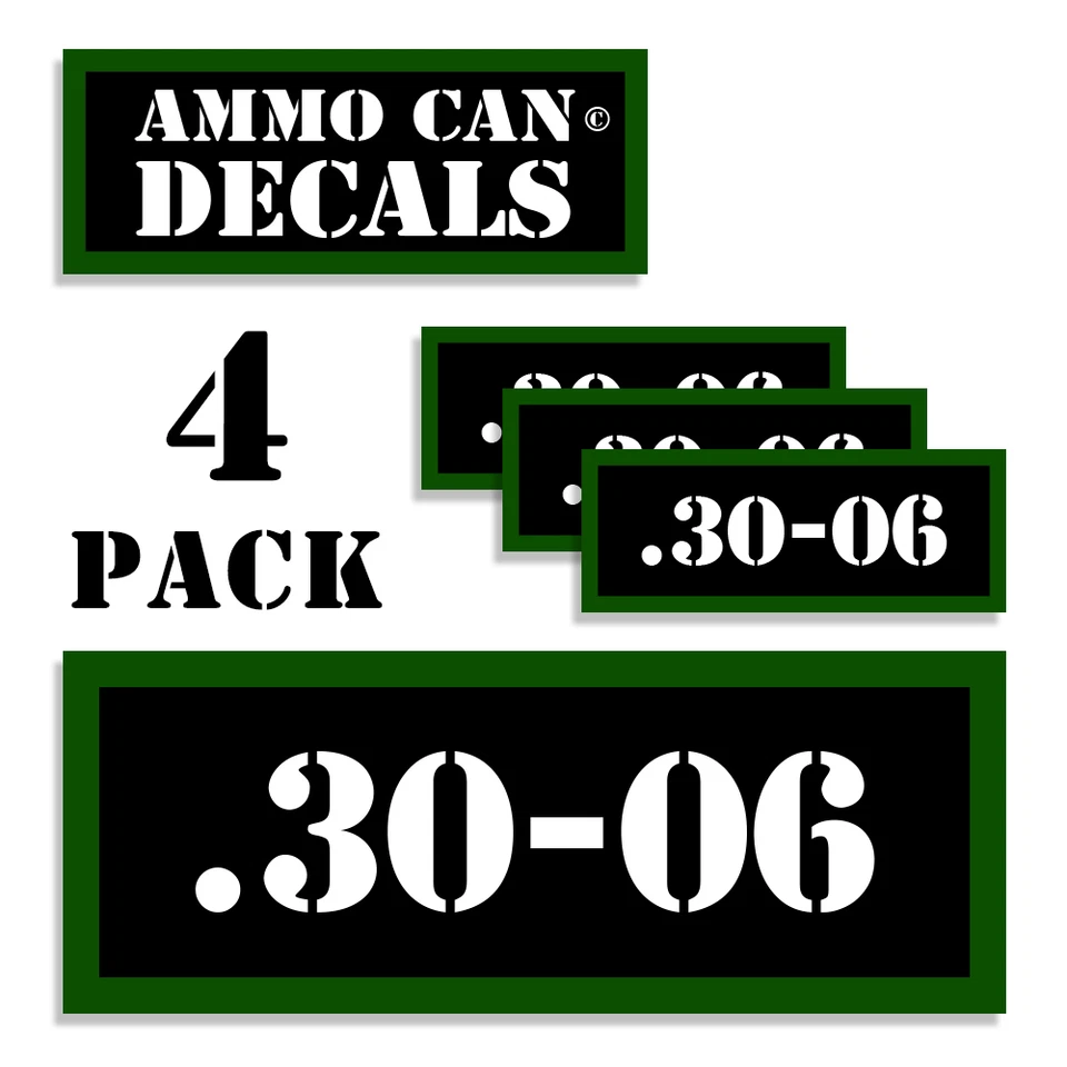 30-06 Ammo Can 4x Labels for Ammunition Case 3"x1.15" stickers decals 4 pack