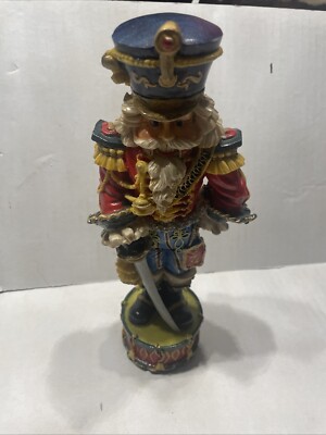 Resin Nutcracker Figurine 9.5'' tall standing on drum colorful for Christmas