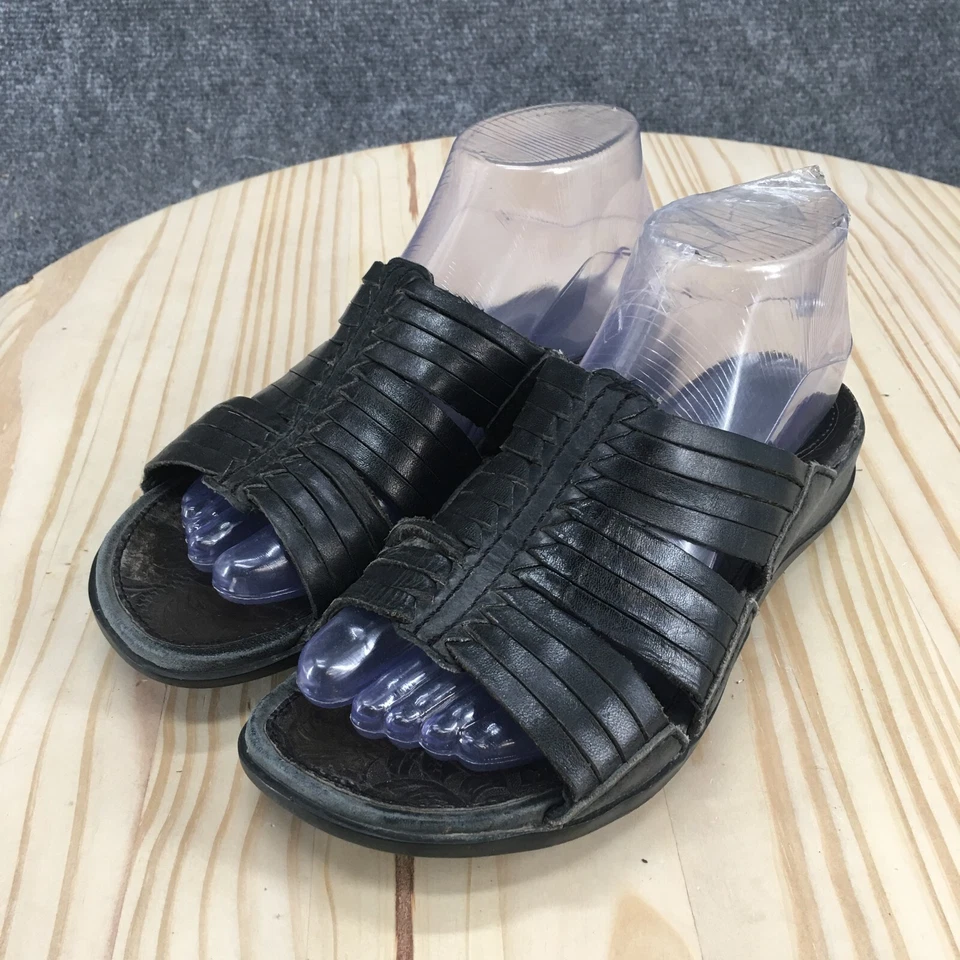 Ariat Sandals Womens 7 B Costa Casual Slip On Huarache Slides Black Leather - Image 3 of 4