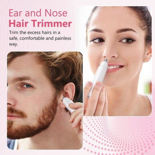 Nose Hair Trimmer Shaver Eyebrow Ear Nose Hair Remover Portable Batteries - Picture 8 of 17