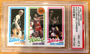 1980 Topps Larry Bird Magic Johnson Rookie Card RC Julius Erving PSA 8 NM-MT 