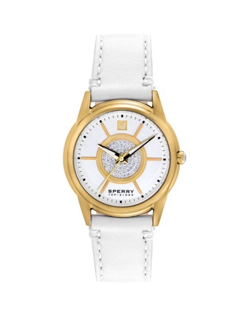 NEW SPERRY Top-Sider Quartz Watch Womens Crystal & Gold Ship  display picture 3