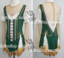 Girl Competition Figure skating Dress Ice Skating Dress Costume green dyeing