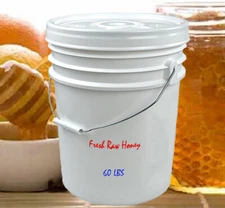 Raw Unfiltered White Honey!! -  60 LBS - Bulk Raw 5 Gallons Light Colored Honey