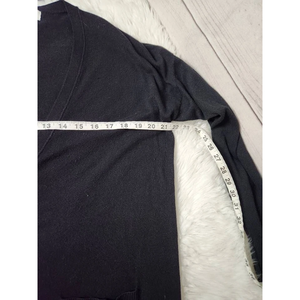 Женский кардиган Pure Energy свитер из черной нейлоновой смеси с длинным рукавом с V-образным вырезом плюс X - Изображение 3 из 4