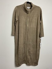 NWT Calvin Klein Gold Shimmer Long Full Zip Cardigan Turtleneck Sweater Dress 1X