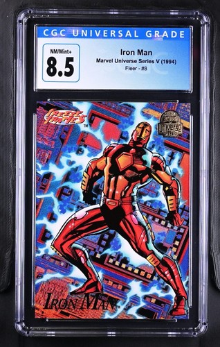 1994 Fleer Marvel Universe Series V #8 Iron Man Trading Card CGC 8.5