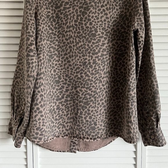 Monrow Mini Leopard Basic Shirt brown women’s med… - image 14