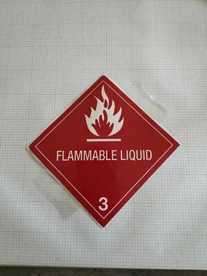 FLAMMABLE LIQUID 3 single Label Sticker Decal NEW DOT 4" X 4" red