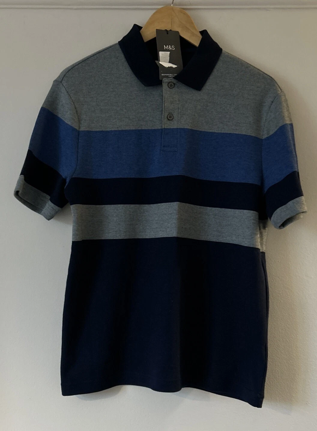 Marks & Spencer Mens Cotton T Shirt Polo Shirt Small 35 - 37 Inch RRP £35