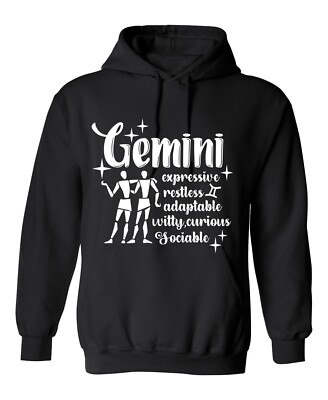 Gemini Expressive Restless Adaptable Witty Curious Sarcastic Humor Men's Hoodies