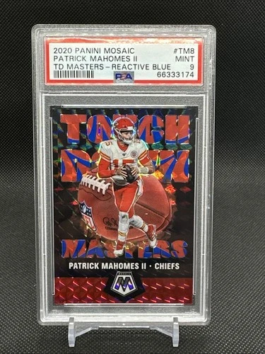 2020 Panini Mosaic-TD Masters Patrick Mahomes Reactive Blue /99 PSA 9!!