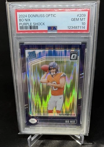 2024 Panini Donruss Optic - Rated Rookie Bo Nix #209 Purple Shock Prizm PSA 10