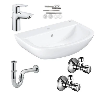 Grohe Waschbecken 55 cm Baukeramik Armatur Bauedge Keramik Set Komplettset - Bild 1 von 4