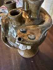 Charles Lisk Studio Pottery Snake Vase 8.5” Multi Neck Folk Art Sculpture