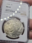 1935 PEACE DOLLAR ~ NICE INTERESTING TONING! UNC NGC MS62!