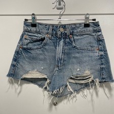Garage Denim Festival Shorts Womens 00/23 Light Wash Distressed Frayed Raw Hem