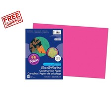 12" x 18" Hot Pink Construction Paper Pack - 50 Durable Sheets for Creative Fun